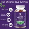 Detalle de gomitas de kava sin azúcar sabor arándano para apoyo de sueño