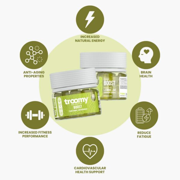 Version 1.0.0 Detalle gomitas naturales Cordyceps Troomy sabor lima limón