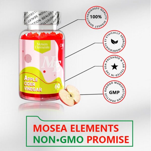 Detalle gomitas vinagre manzana sin azúcar y veganas