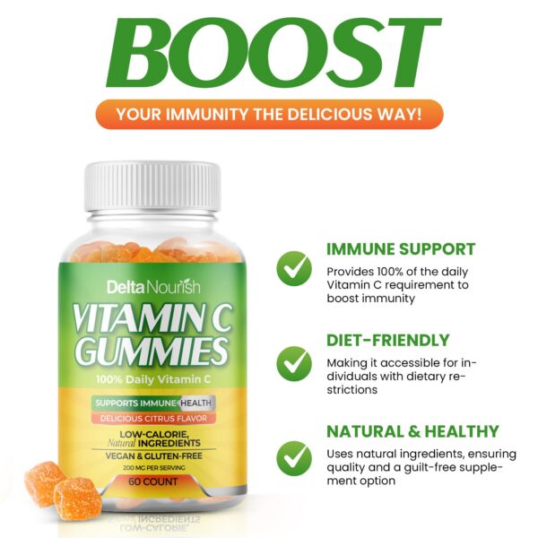 Detalle de gomitas vitamina C Delta nourish sabor cítrico natural