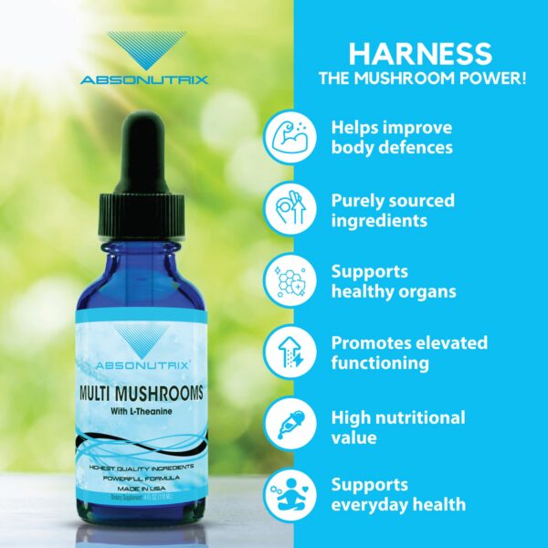 Detalle gotas suplemento multi hongos líquido Absonutrix