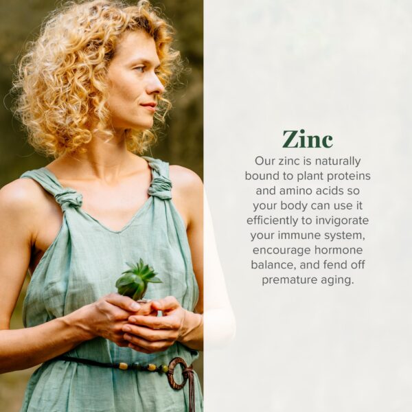 Detalle gotas suplemento líquido orgánico zinc Global Healing