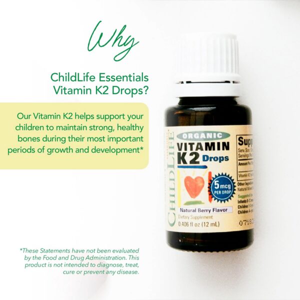 Detalle gotas Vitamina K2 orgánica para bebés ChildLife Essentials