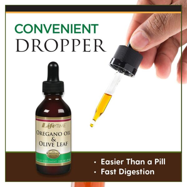 Detalle gotero aceite orégano y hoja de olivo LIFETIME