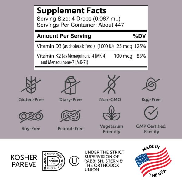 Detalle gotero gotas Zahler Vitamina D3 K2 1 onza