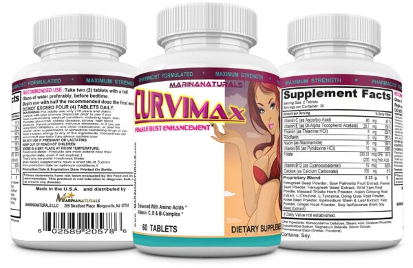 Detalle ingredientes activos de CURVIMAX para aumento busto