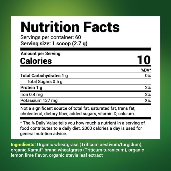 Detalle ingredientes Dr Berg polvo verde con clorofila y minerales traza