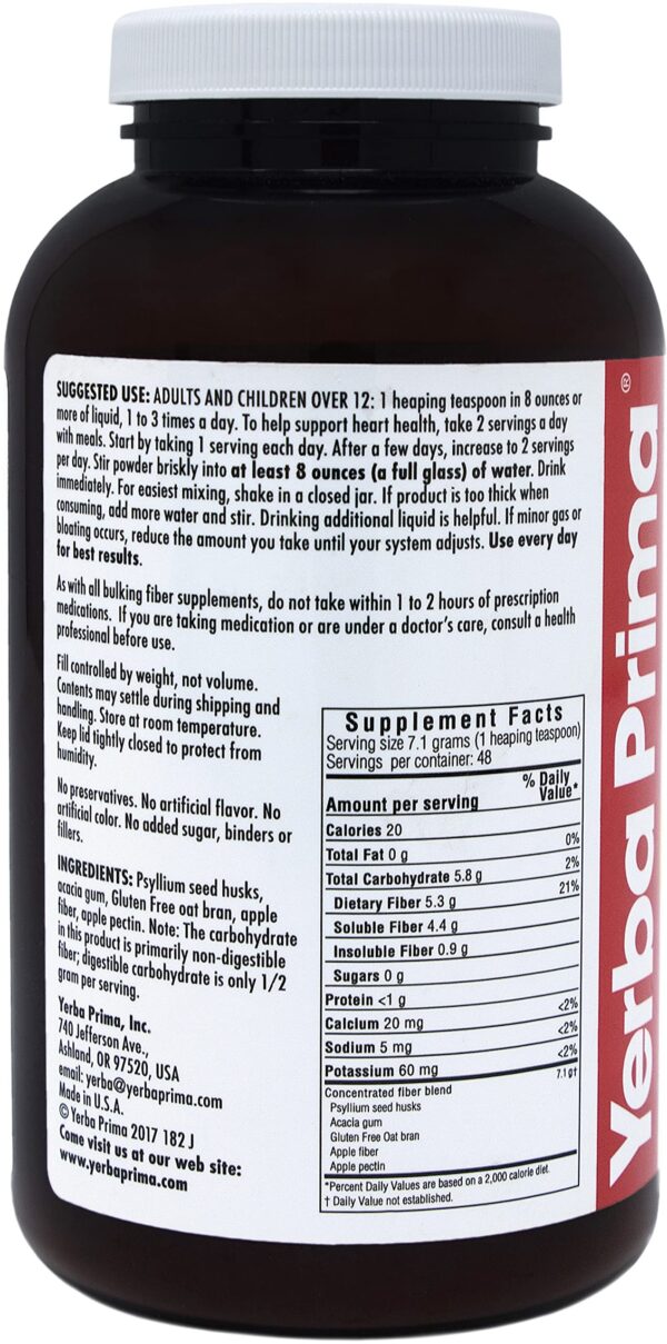 Detalle ingredientes Fibra Soluble Yerba Prima