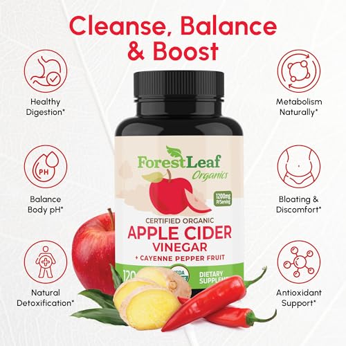 Detalle ingredientes naturales ForestLeaf cápsulas ACV con pimienta y jengibre