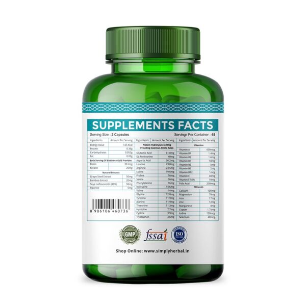 Detalle de ingredientes keratina multivitaminas aminoacidos