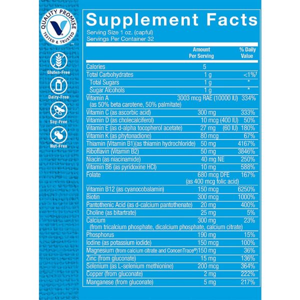 Version 1.0.0 Detalle ingredientes multivitamínico líquido The Vitamin Shoppe