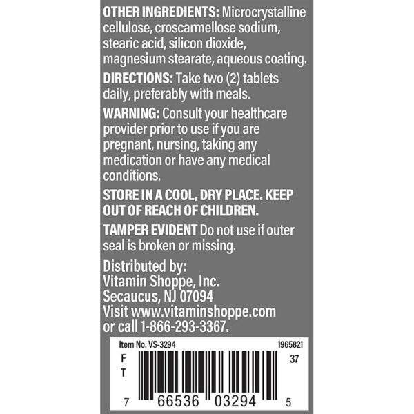 Detalle ingredientes multivitamínico The Vitamin Shoppe para hombres