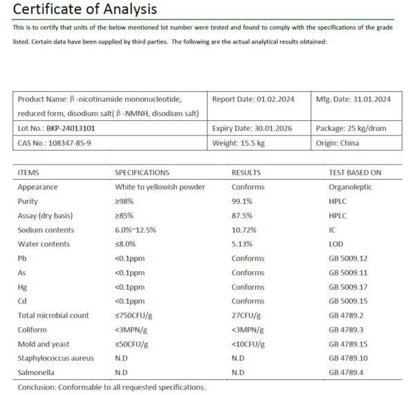 Detalle ingredientes nmnh quercetina piperina fórmula