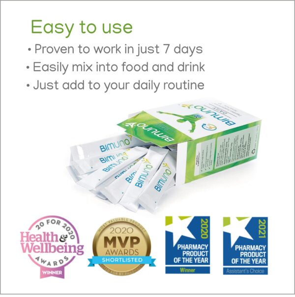 Empaque y detalle de ingredientes del suplemento BIMUNO