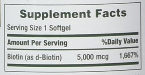 Detalle ingredientes suplemento biotina nature's bounty