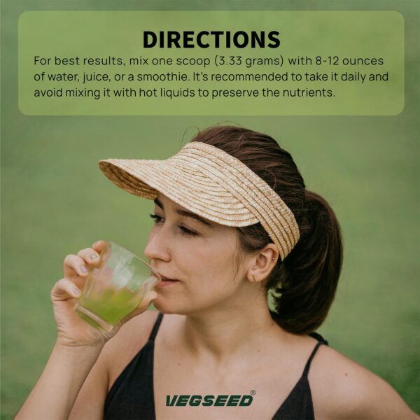Version 1.0.0 Detalle ingredientes verdes superfoods de Vegseed en polvo