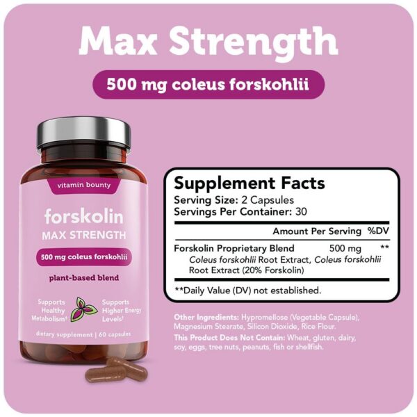 detalle ingredientes Vitamin Bounty Forskolin suplemento natural