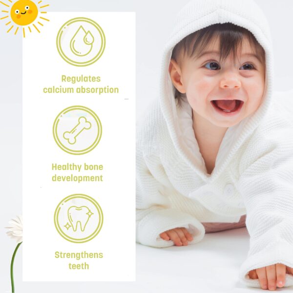 Detalle label gotas vitamina d GreenPeach para bebé