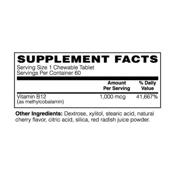 Detalle nutricional suplemento Holly Hill vitamina B-12