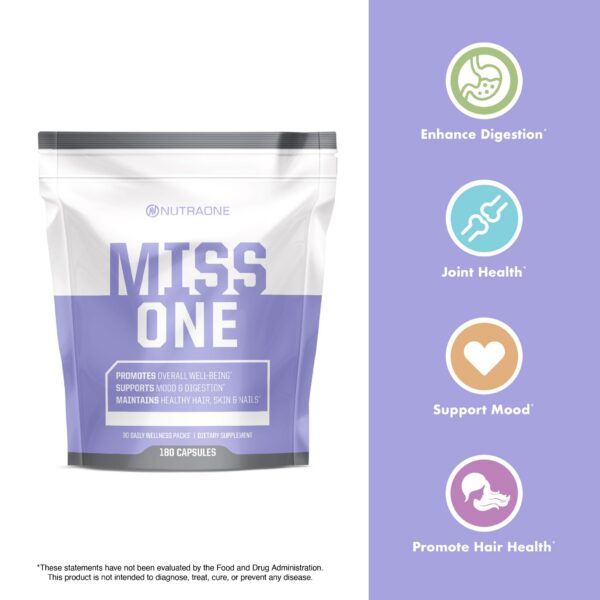 Detalle nutricional NutraOne MissOne multivitaminas para mujeres