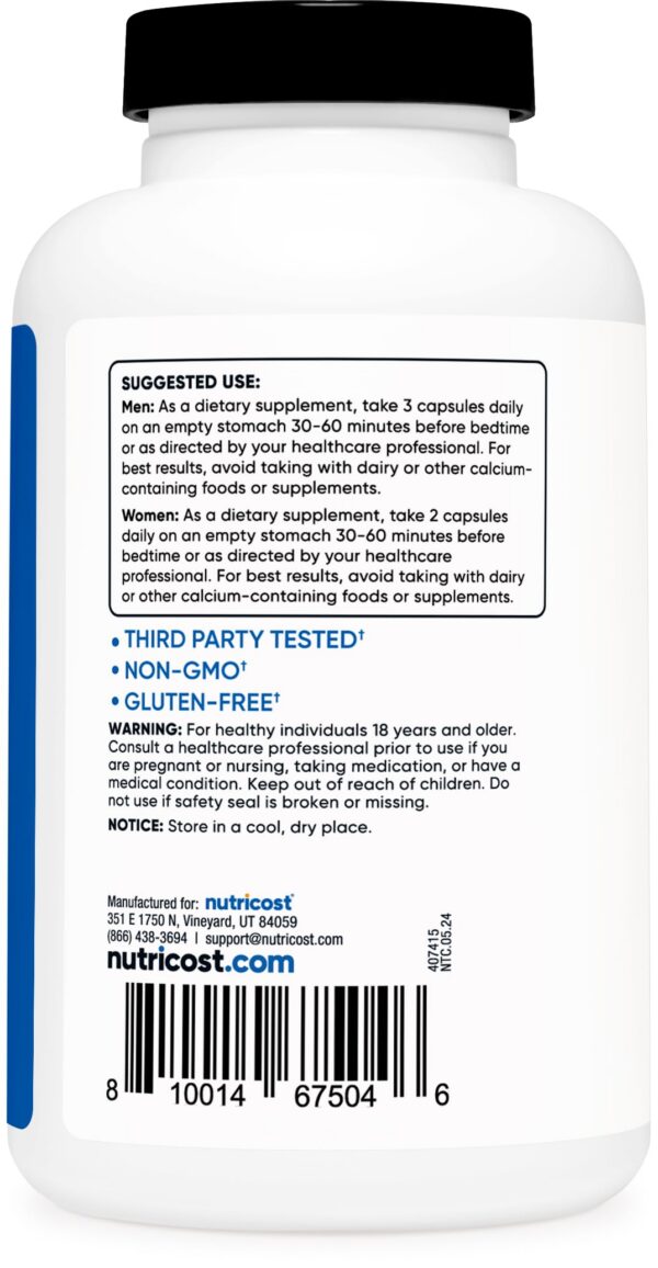 Detalle nutricional suplemento Nutricost ZMA