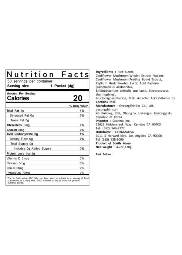 Detalle palito hongo coliflor dorado coreano