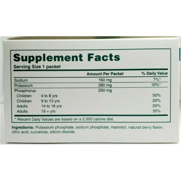 Detalle paquete PHOS-NaK polvo concentrado sabor fruta