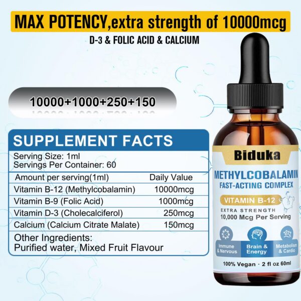 Detalle pipeta gotas vitamina B12 Biduka sublinguales