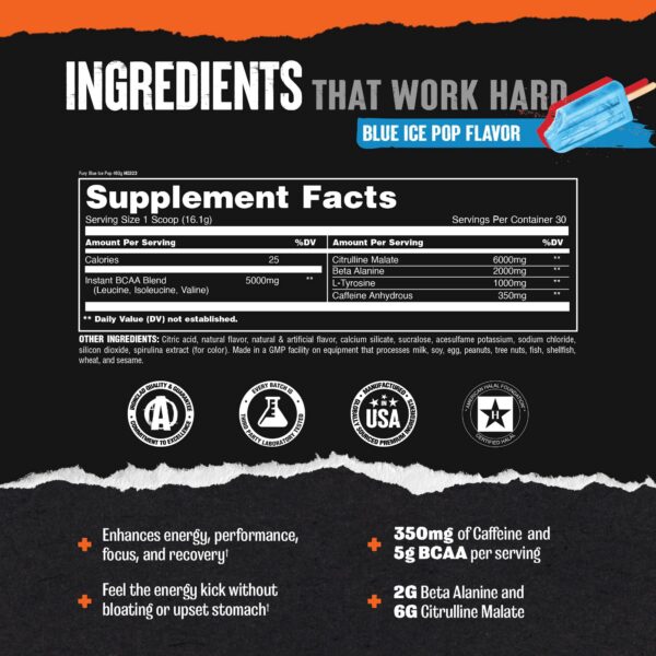 Detalle del polvo Animal Fury para pre entrenamiento