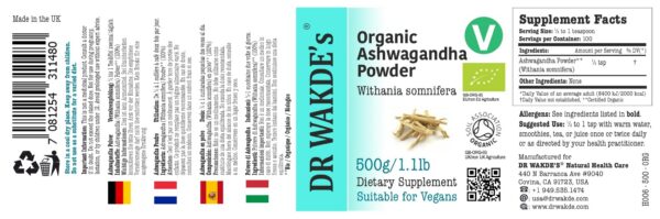 Version 1.0.0 Detalle de polvo ashwagandha DR WAKDE'S ayurveda natural