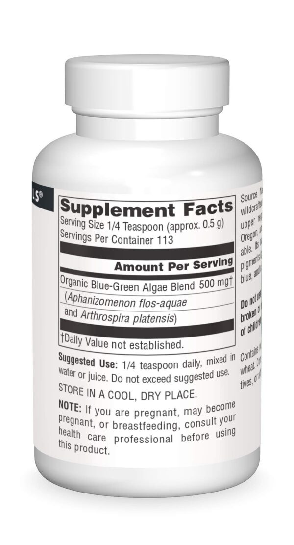 Detalle polvo azul-verde algas Source Naturals