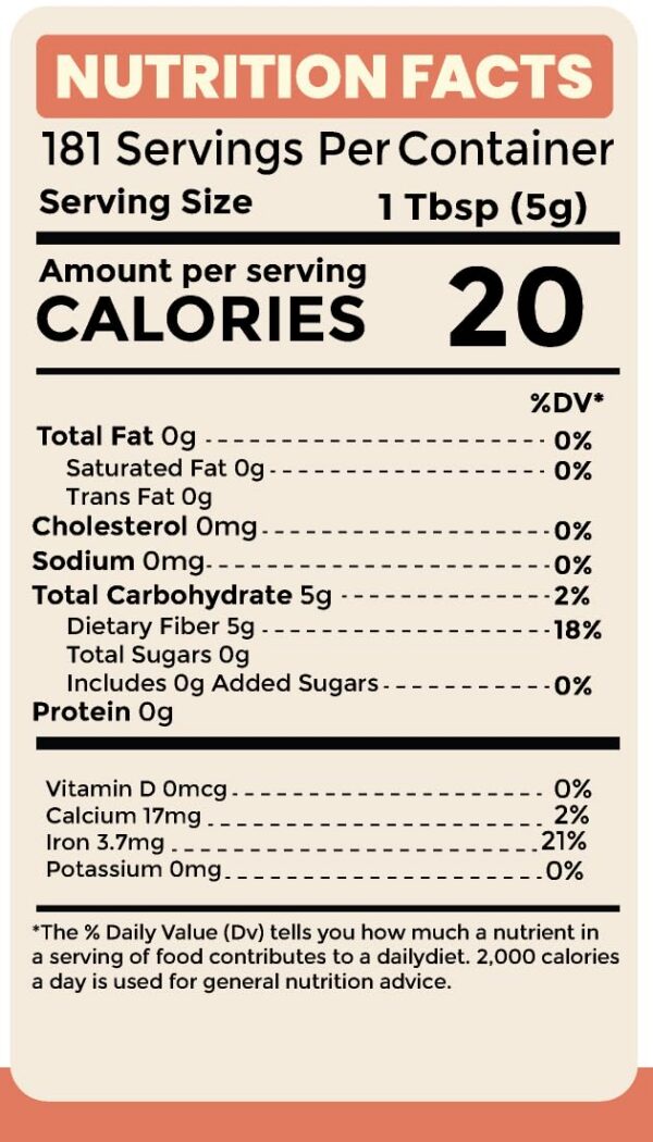 Detalle del polvo blanco cáscara psyllium 2 lb Sown and Grown
