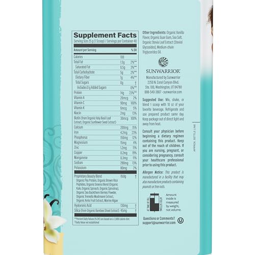 Detalle del polvo de colágeno vegano Sunwarrior