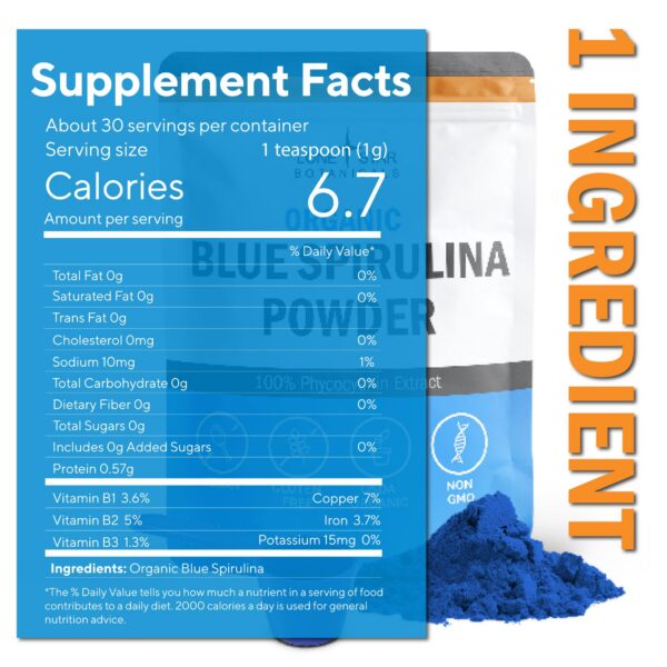 Detalle textura polvo espirulina azul orgánica Lone Star Botanicals