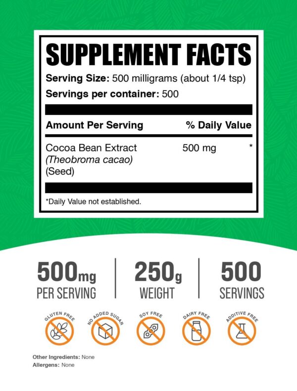 Detalle del polvo extracto de semilla de cacao bulkSupplements
