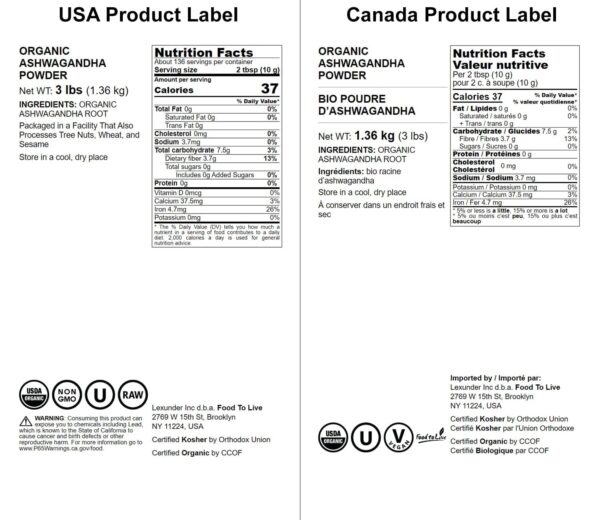 Detalle polvo finamente molido Ashwagandha Food to Live