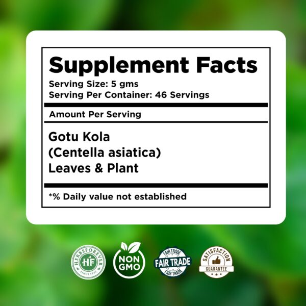 Detalle polvo Gotu Kola Herbsforever puro y natural