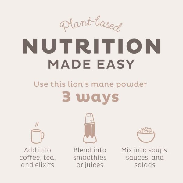 Detalle polvo KOS melena de león para enfoque y claridad mental