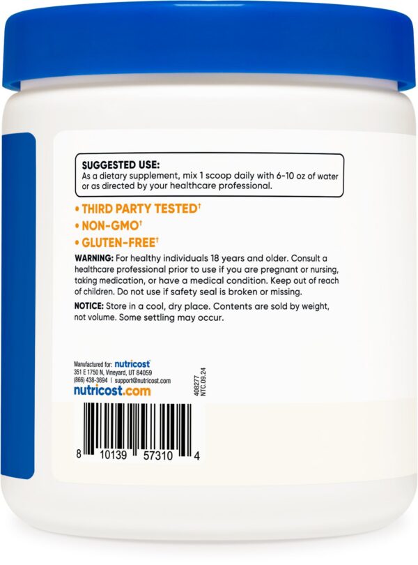 Detalle del polvo fino de L-Carnitina Tartrato Nutricost