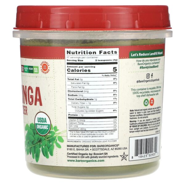 Version 1.0.0 Vista detalle polvo moringa orgánico suplemento vegano BareOrganics