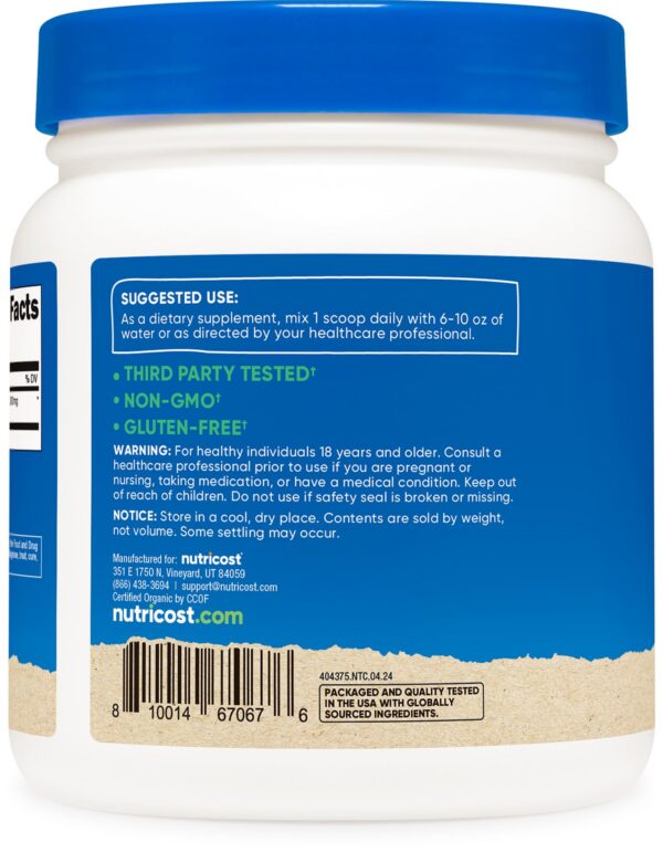 Detallle polvo Nutricost Astrágalo orgánico sin gluten