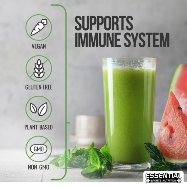 Detalle del polvo orgánico Super Greens para energía y detox