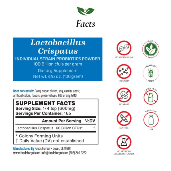 Detalle polvo probiótico premium Foods For Gut para digestión