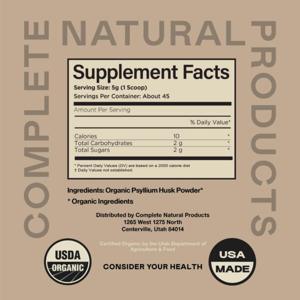 Detalle polvo de psyllium sin sabor para limpieza de colon