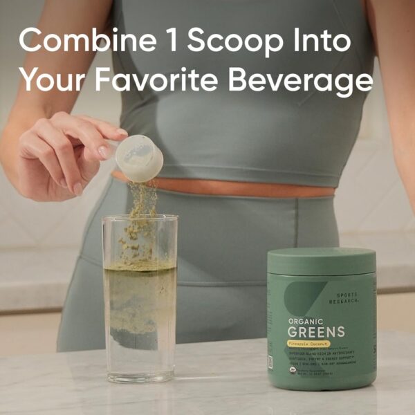 Detalle de polvo superalimentos Greens orgánico sabor original