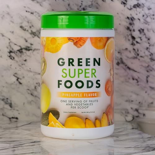 Detalle de polvo superalimentos verdes en cucharada