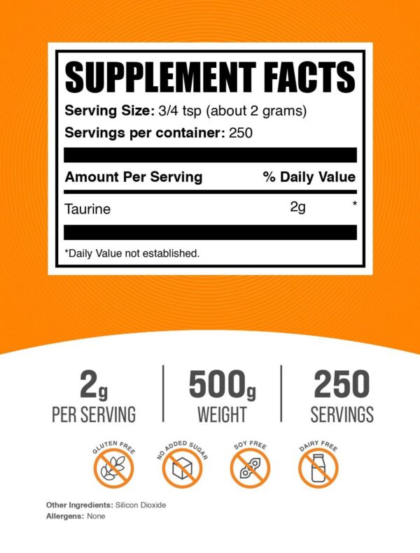 Detalle del polvo de taurina BulkSupplements