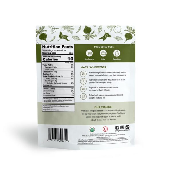 Version 1.0.0 Detalle presentación polvo maca X-6 de Organic Traditions