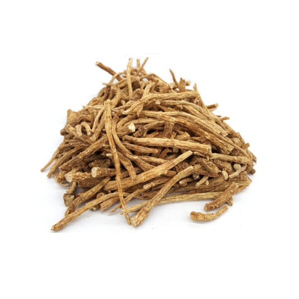 Detalle raíz ginseng prongs americano para sopa y té