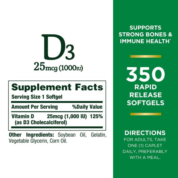 Detalle softgels vitamina D3 1000 UI Nature's Bounty